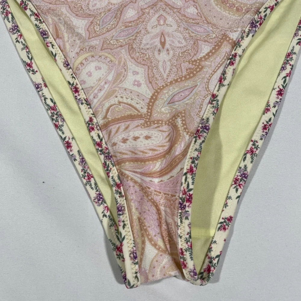 NWT River Island [ 10 US ] Mixed‎ Floral High Rise Bikini bottoms in Yellow